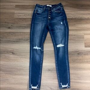 Women's Distressed Blue Jeans